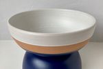 Ettore Sottsass Schaal / Centerpiece Blauw Wit Handgemaakt Door Bitossi