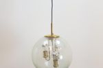 Vintage Hanglamp Doria Leuchten Messing Glas Design Lamp '60