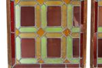 Oud Glasraam Glas In Lood Set Van 2 In Houten Lijst Art Deco Stijl 87X45Cm