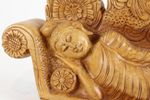 Houten Gesneden Liggende Slapende Boeddha Sculptuur Beeld 46Cm