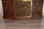 Horloge De Cheminée En Laiton Et Bois - Art Deco