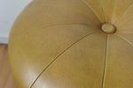 Vintage, Mid-Century Lederen Poef, Voetenbankje Beige