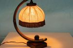Bohemian Tafellamp Jaren 70, Rotan Safari Schemerlamp