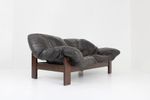 Vintage Brutalist Leren Sofa Leolux