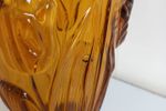 Prachtige Amber Tulpenvaas In Geperst Glas