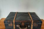 Brocante Vintage Landelijke Koffer, Leren Greep, Bamboe