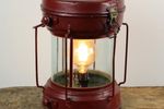 Vintage Koperen Scheepslamp Ankerlicht Rood Gelakt 37Cm