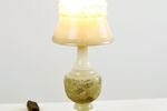 Vintage Lamp Natuursteen Tafellamp Albast Marmer Bloemen 37Cm