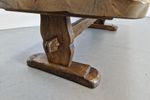 Vintage Salontafel Brutalist Massief Eiken 1950 Frankrijk