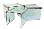 Nesttafels Mimiset Gallotti & Radice Italiaans Design Glas En Chroom Seventies
