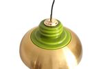 Prachtige Vintage Lamp In Messing, Groen Opaline Glas En Wit, Jaren '60/'70