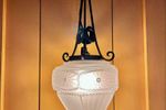 Art Deco Metalen Hanglamp Met Matglazen Kap
