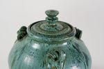 Vintage Pottery With Triple Handled Lidded Urn
