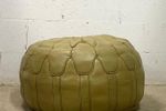 Vintage Xl Patchwork Poef In Olijfgroen