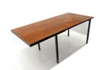Uitschuifbare Vintage Eettafel Van Brabantia Met Metalen Frame En Teakhouten Blad