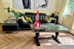 Prachtige Salontafel Met Groen Marmeren Blad.
