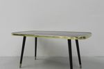 Vintage Salontafel Met Glazen Blad En Schuine Poten