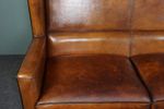 Prachtige Hoge Schapenleren Art Deco Stijl 2,5 Zits Bank