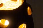 Jaren 70 Bruine Keramieken Tafellamp Met Gaten | Kerst
