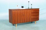 Vintage Walnoot Gerenoveerd Dressoir, Midcentury Sideboard