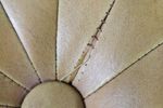 Vintage, Mid-Century Lederen Poef, Voetenbankje Beige