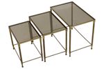 Set Van 3 Nesttafels Mid Century Modern Maison Jansen Stijl Rookglas Messing