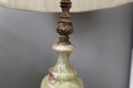 Grote Vintage Tafellamp/Vloerlamp Van Onyx En Messing