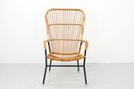 Vintage Rotan Fauteuil Hoge Rug