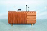 Vintage Walnoot Gerenoveerd Dressoir, Midcentury Sideboard