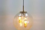Vintage Hanglamp Doria Leuchten Messing Glas Design Lamp '60