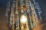 Vintage Franse Gouden Wandlamp Handgeslepen Kristalglas