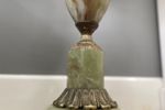 Grote Vintage Tafellamp/Vloerlamp Van Onyx En Messing