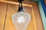 Art Deco Metalen Hanglamp Met Matglazen Kap