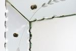 Mooie Vintage Venetiaanse Spiegel Geëtst Glas Frankrijk 56X46Cm