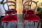 Set Van Vier Mahoniehouten Stoelen Biedermeier Eetkamerstoel