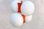 Vintage Oranje Met Wit Glazen Bollen Hanglamp, Space Age
