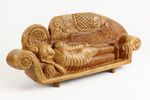 Houten Gesneden Liggende Slapende Boeddha Sculptuur Beeld 46Cm