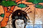 Antique Hand-Painted Japanese Stained Glass Window