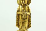 Vergulde Staande Boeddha Massief Houten Beeld Thailand 45Cm