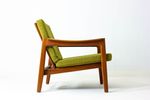 Danish Lounge Chair In Green Fabric
