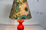 Vintage Mini Lampje / Tafellamp Met Oranje Houten Voet | Kerst