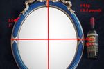 Grote Ovale Spiegel In Blauw En Goud Met Neoklassieke Lint