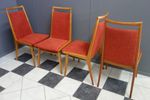 4 Dining Chairs In Earth Brown Upholstery