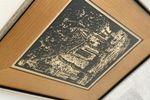 Vintage Antieke Raab Gesigneerde Reliëf Print / Houtdruk / Linoprint
