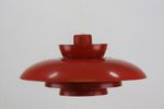 Original Red Danish Pendant Lamp - Fog And Morup By Jo Hammerborg - Model Penta - 1960