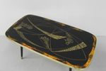 Vintage Salontafel Met Glazen Blad En Schuine Poten