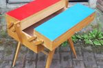 Cocoarm Decoratieve naaimand met stoffen hoes, verwijderbare plastic organizerbak, grote opbergmand voor naaiaccessoires, reizen en thuisgebruik