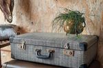 Vintage Koffer, Opberger Brocante Zwart Grijs Geruite Koffer