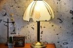 Vintage Hollywood Regency Lakro Tafellamp Messing Glas Goud
