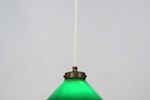 Antic Deense Hanglamp In Groen Glas En Massief Messing - Jaren 1940